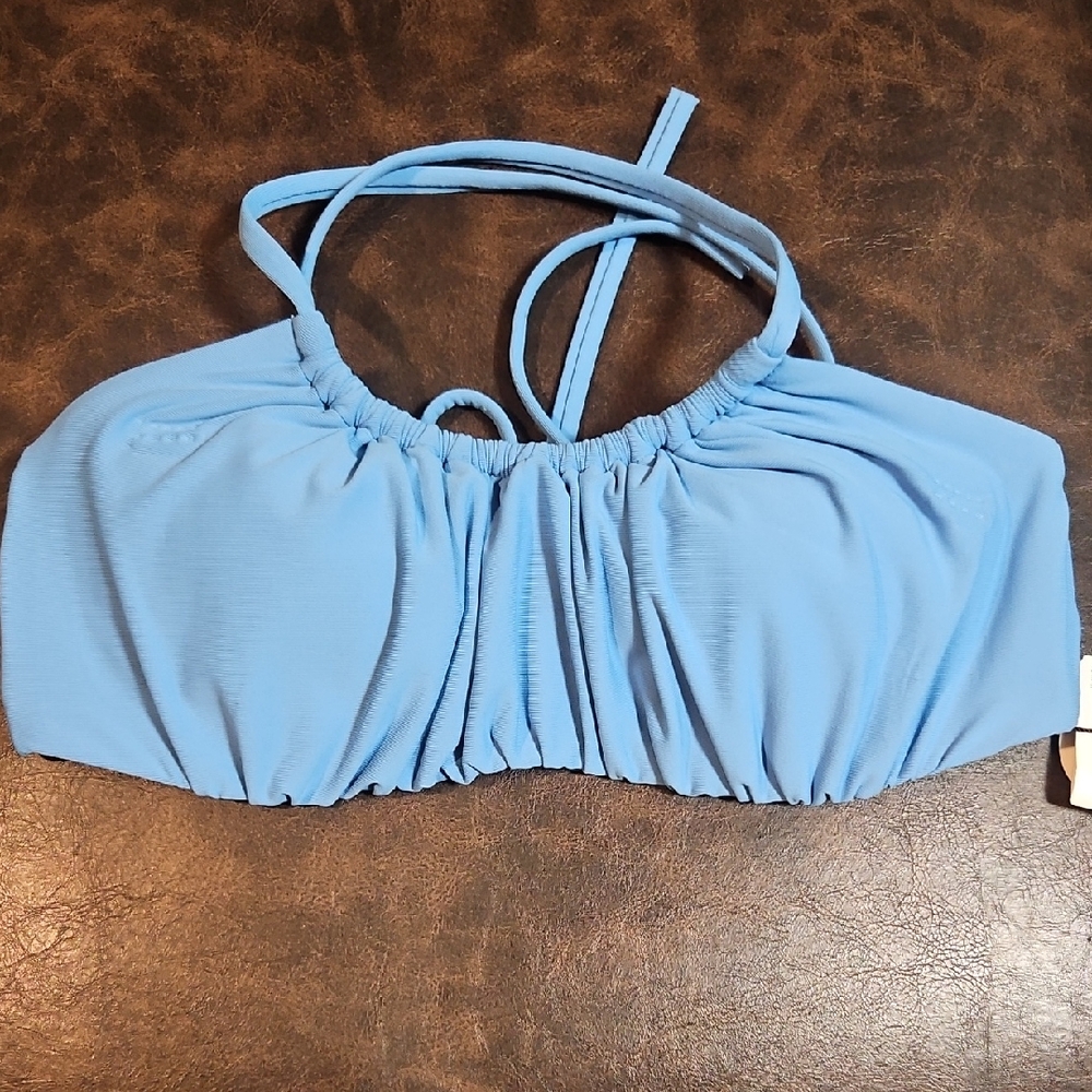 CALIA Women's Scrunched Tie Back Bikini Top: TRANQUIL BLUE: NEW WITH TAGS: SZ XS